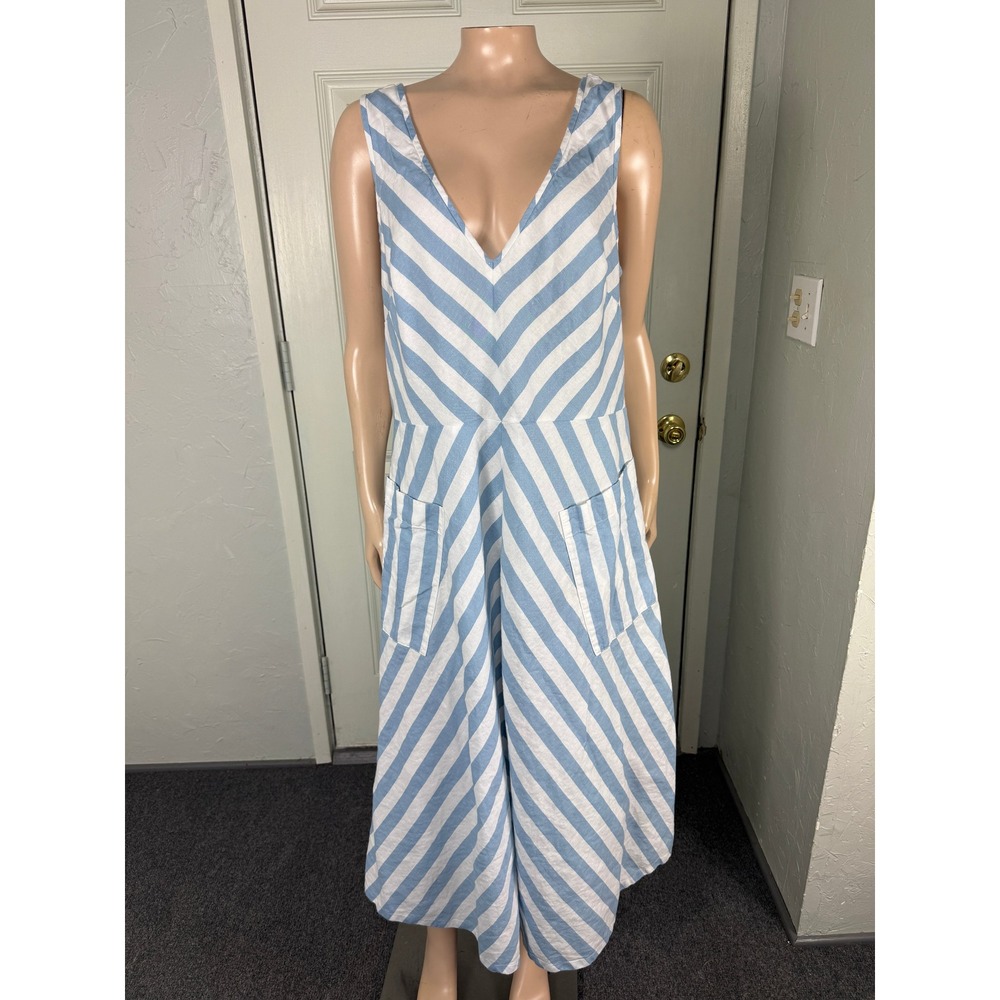 Kate Spade New York Women's Dress 14 Linen Cotton Deck Striped Pockets M3-28
